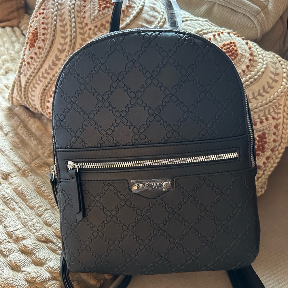 Nine West Embossed Black Backpack